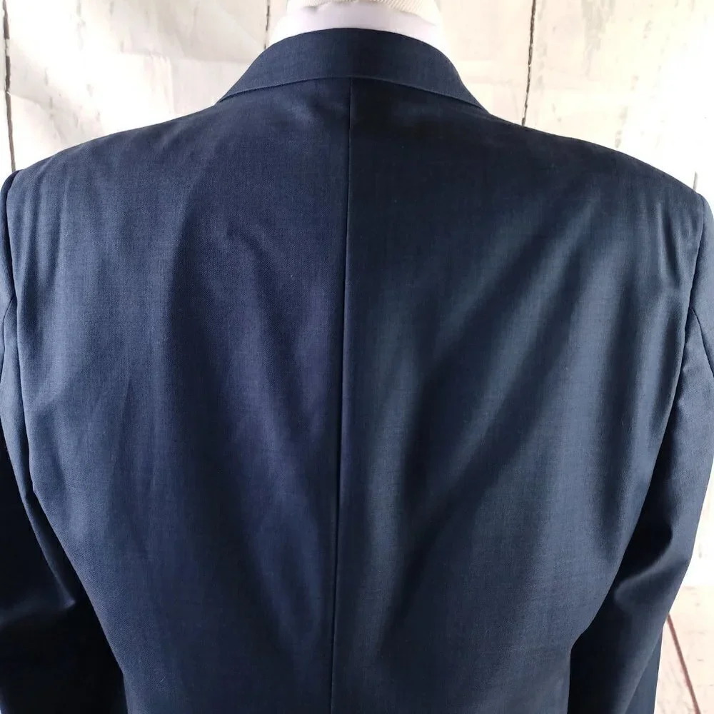 Tommy Hilfiger 44L Wool 2 Button Blue Birdseye Suit Blazer Jacket